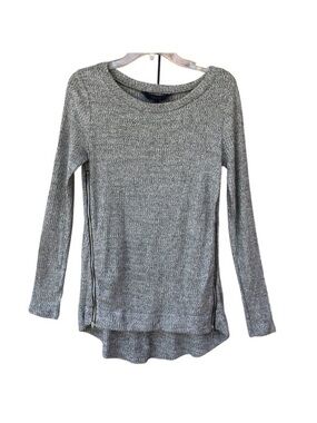 Rachel Rachel Roy Textured CrewNeck Side Zippers Pullover Top Heather Gray S